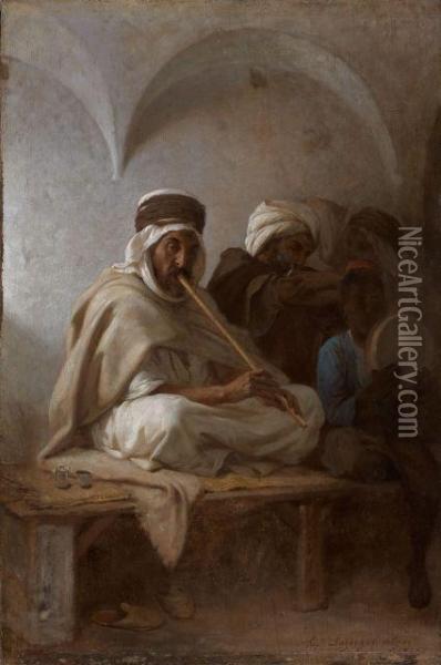 Cafe Maure, Alger Oil Painting - Jean Raymond Hippolyte Lazerges