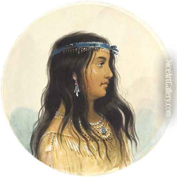 A Young Woman of the Flat Head Tribe Oil Painting - Alfred Jacob Miller