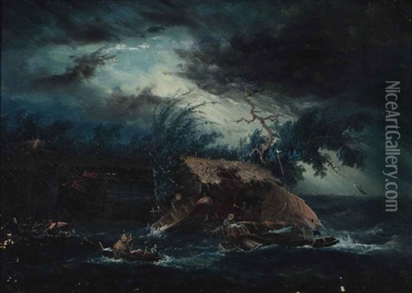 A Storm At Sea Oil Painting - Antonio Fontanesi