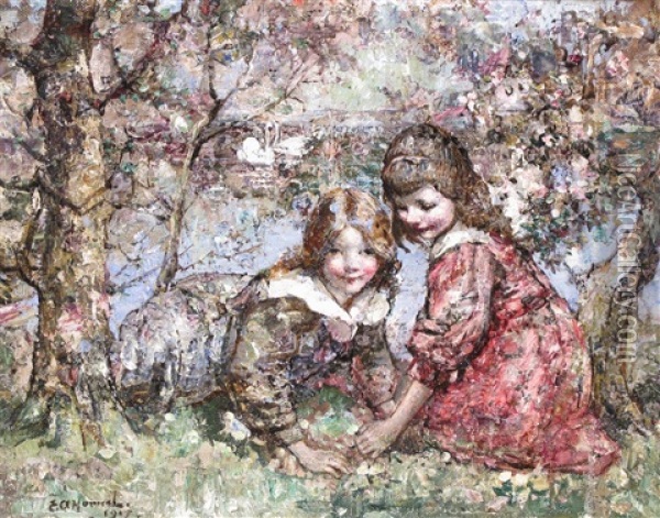 At Play In The Wood Oil Painting - Edward Atkinson Hornel