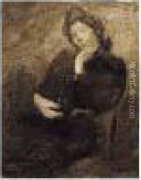 Portrait De Femme Assise Oil Painting - Eugene Carriere