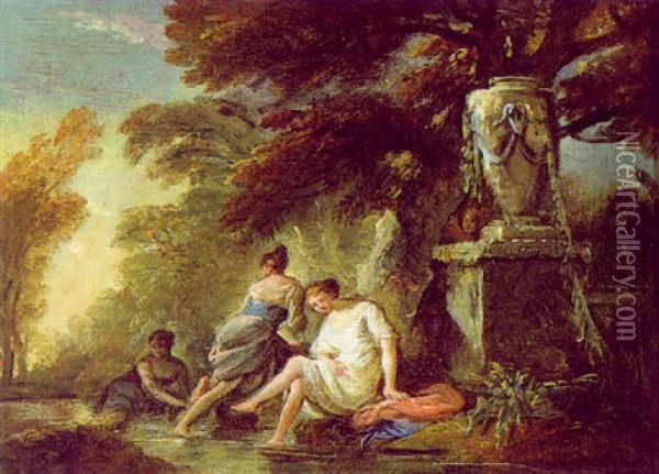 Badende Madchen In Einem Schlospark Oil Painting - Jean Baptiste Lallemand