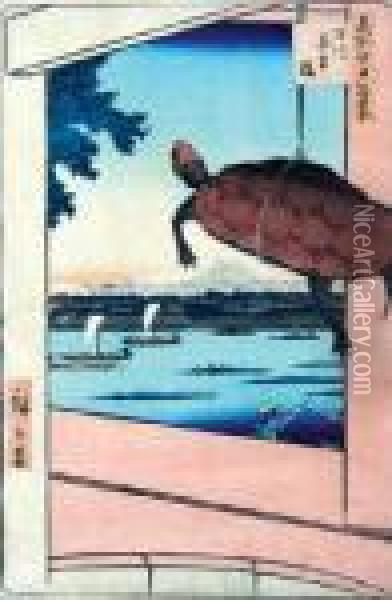 Mannen Bridge And The Fukagawa District Oil Painting - Utagawa or Ando Hiroshige