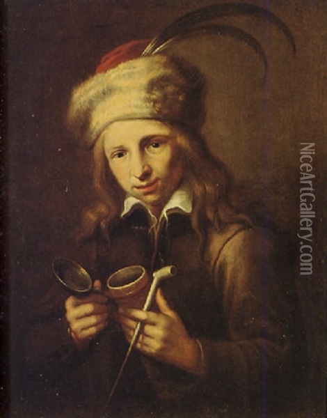 Giovane Uomo Con Pipa Oil Painting - Giuseppe Nogari