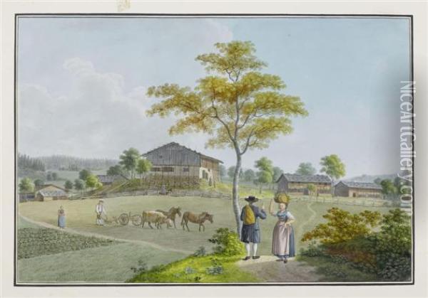 Landscape In Thurgau Oil Painting - David Alois Schmid