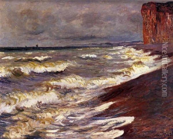 Mer Agitee A Pourville Oil Painting - Claude Monet