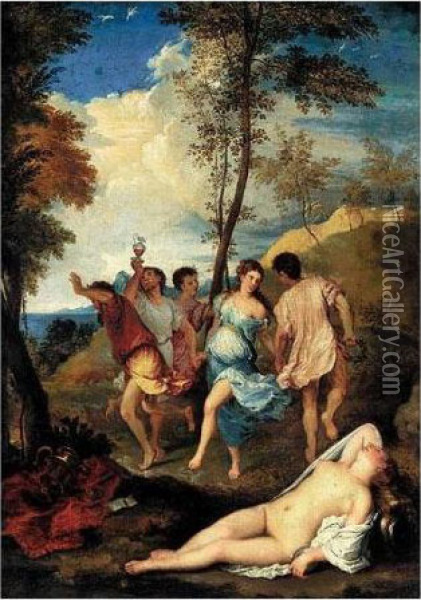 The Bacchanal Of The Andrians Oil Painting - Tiziano Vecellio (Titian)