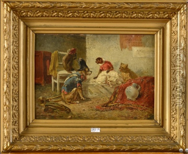 Chiens Et Singes Anthropomorphes Oil Painting - Vincent de Vos