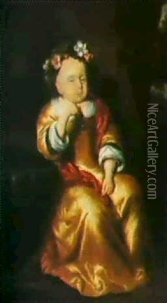 Bildnis Eines Kindes Mit Einem Blutenkranz Im Haar. Oil Painting - Nicolaes Maes