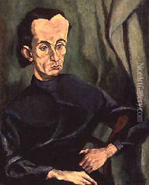 Portrait of Lasjos Kassak Oil Painting - Tihonyi Lajos