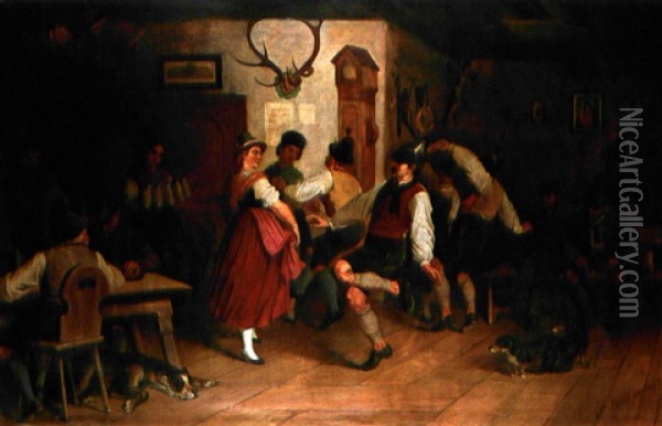 Beim Tanz Im Wirsthaus Oil Painting - Franz Voelkl
