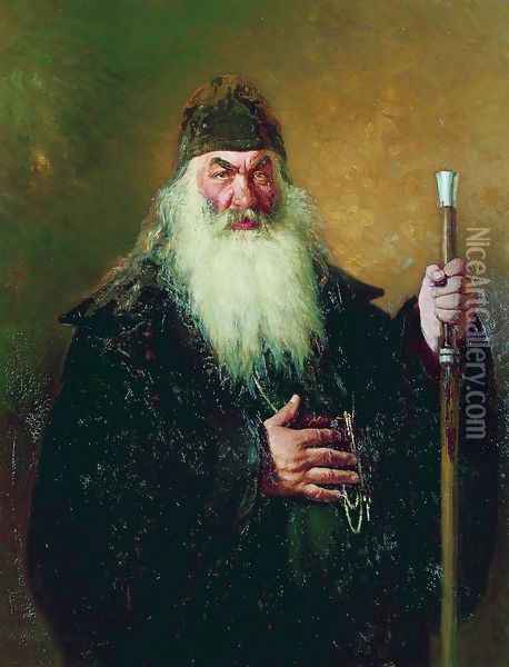 Portrait of an archdeacon Oil Painting - Ilya Efimovich Efimovich Repin