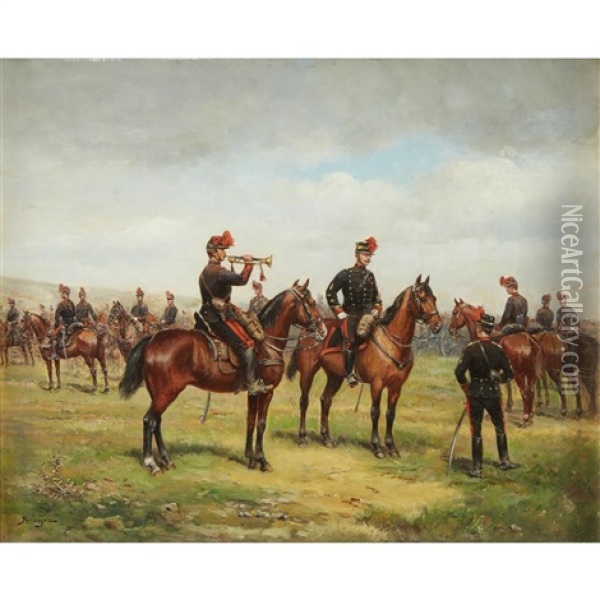 Military Maneuvers Oil Painting - Paul Emile Leon Perboyre