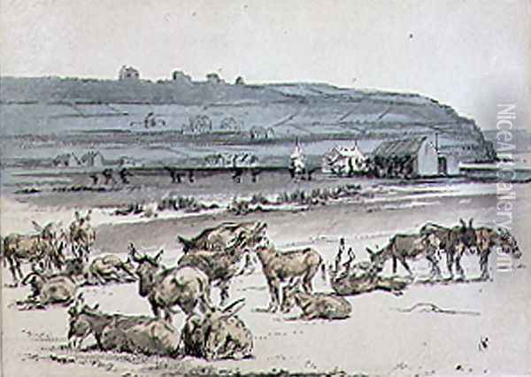 Donkeys on the Golf Course, illustration from Graphic magazine, pub. c.1870 2 Oil Painting - Henry Sandercock