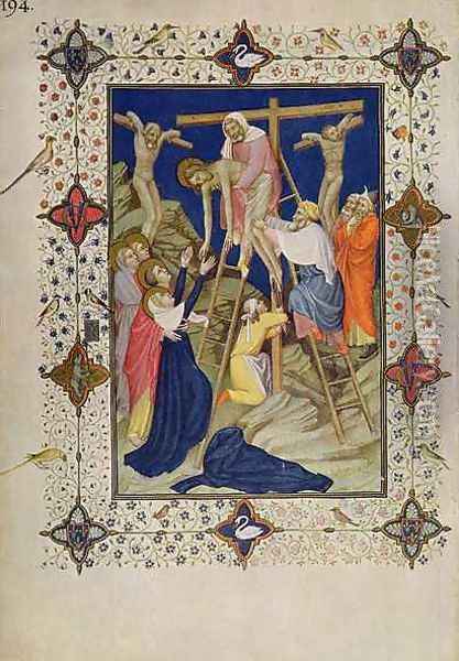Hours of the Cross Vespers the Descent from the Cross Oil Painting - Jacquemart De Hesdin