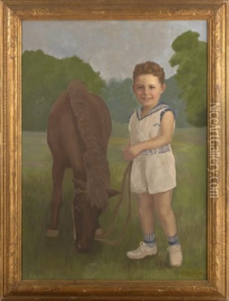 Portrait Of Thomas Davenport Wright, Jr. With A Pony Oil Painting - Nicholas Richard Brewer