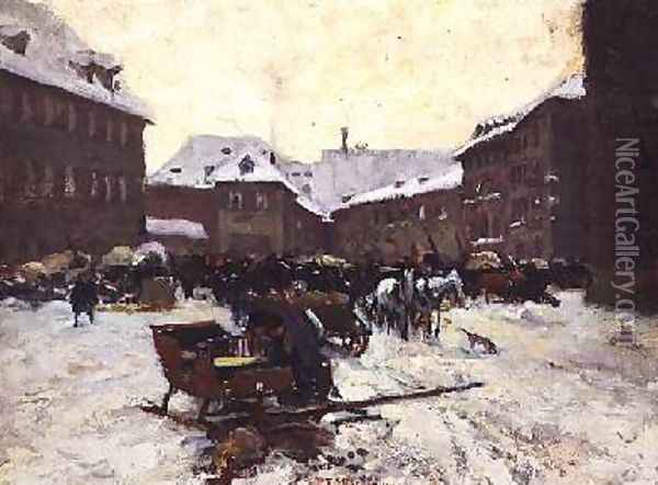 Winter Townscape Oil Painting - Pius Ferdinand Messerschmitt