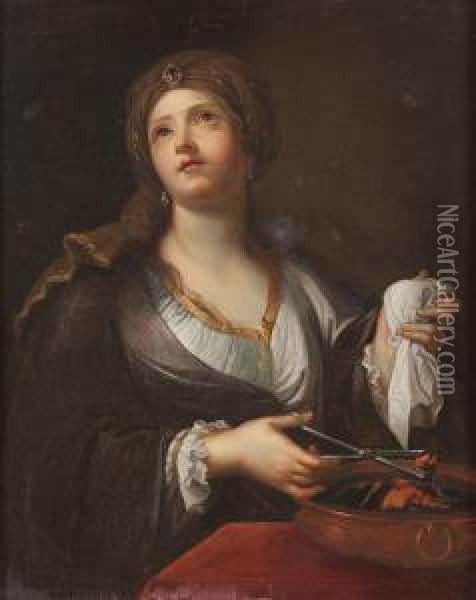 Heilige Agatha Von Catania Oil Painting - Giovanni Andrea Sirani