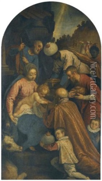 Adoration Of The Magi Oil Painting - Jacopo Palma il Giovane