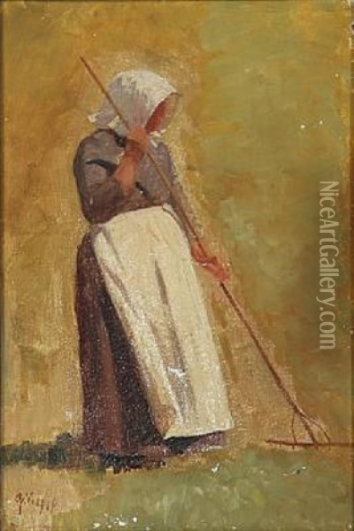 A Peasant Woman. Sketch Oil Painting - Gustav Vermehren