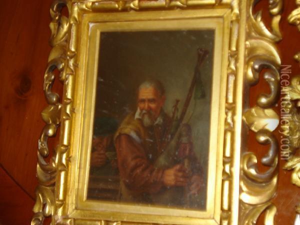 Bag Piper Oil Painting - David The Younger Teniers
