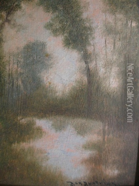 Summer Landscape With Pond Oil Painting - Ben Austrian