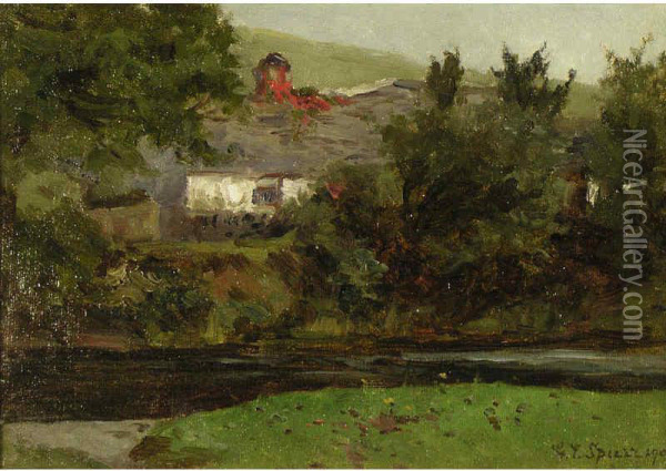 By The Conway River, N. Wales; 1905 Oil Painting - Gertrude Spurr Cutts