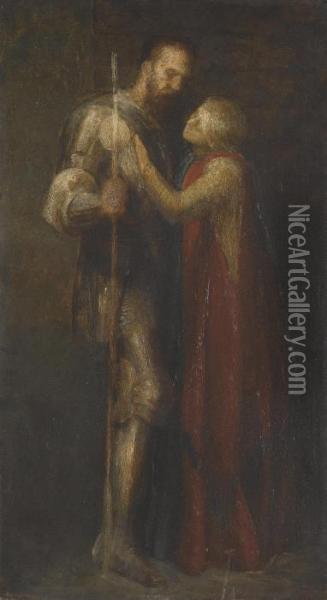 Knight And Maiden Oil Painting - George Frederick Watts