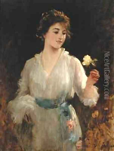 The Yellow Rose Oil Painting - Sir Samuel Luke Fildes