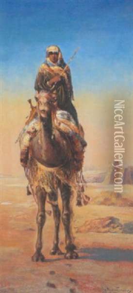 Junge Araberin Auf Einem Kamel Oil Painting - Artur Wielogtowski