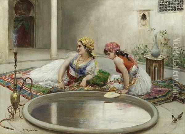 Beauties By The Fountain Oil Painting - Fabbio Fabbi