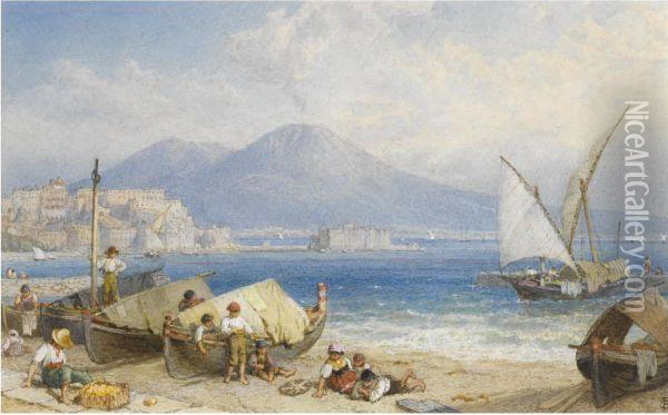 View Of The Bay Of Naples Oil Painting - Myles Birket Foster