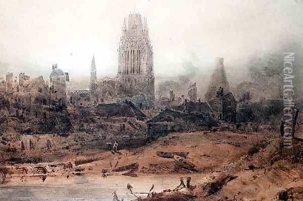 St. Mary Redcliffe, Bristol, 1802 Oil Painting - John Sell Cotman