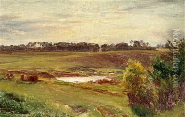 Landscape With A Moor (sketch) Oil Painting - Dankvart-Christian-Magnus Dreyer