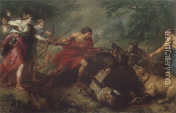 The Hunt Of The Calydonian Boar Oil Painting - Theodor Boeyermans