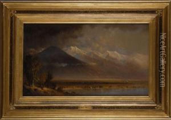Lake Utah-okrah Mountains Oil Painting - Gilbert Davis Munger