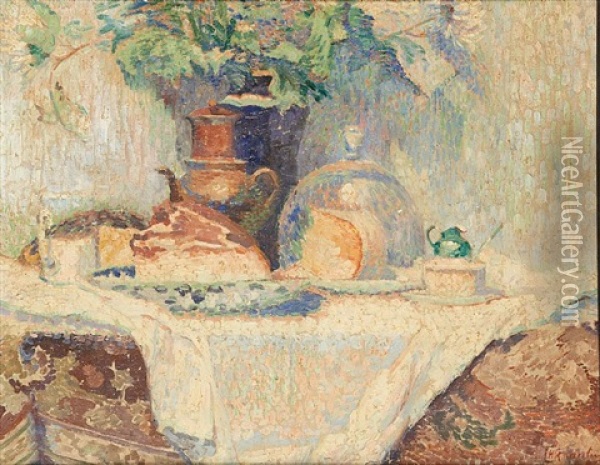 Composition A La Table Dressee Oil Painting - Henri Quantin