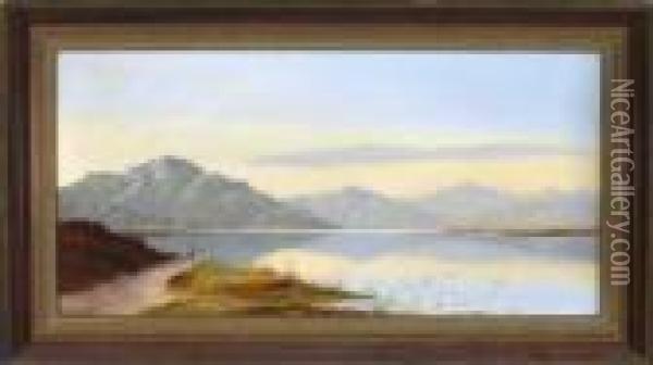 Zwei Angler Am Seeufer In Den Schottischen Highlands Oil Painting - Charles Leslie