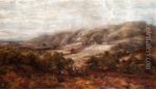 Landscape With A Herdsman Oil Painting - Edmund George Warren