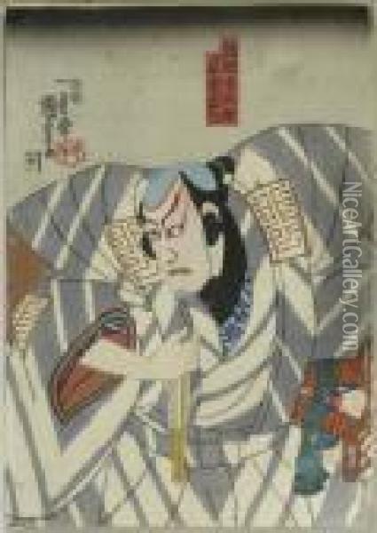 Ichikawa Ebizo V Als Teraoka Heiemon. Japan Oil Painting - Utagawa Kuniyoshi