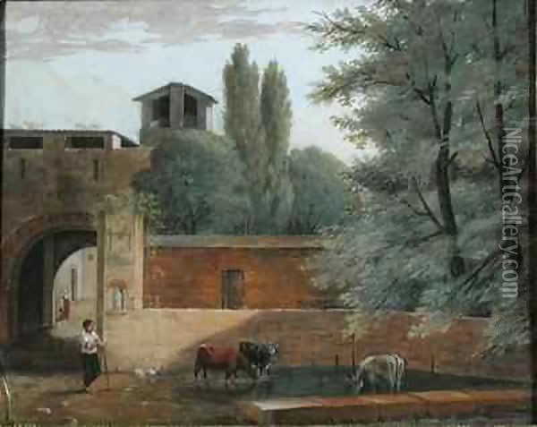The Watering Place Oil Painting - Joseph Francois Baudelaire