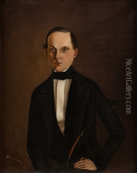 Portrait Of A Young Man Oil Painting - Gustaf-Werner Holmberg