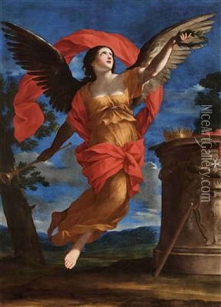 Allegory Of Fame Oil Painting - Giovanni Francesco Romanelli