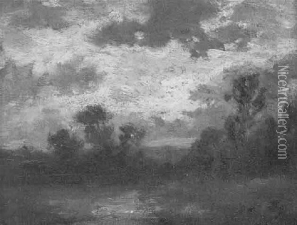 Landschaft Unter Einem Bewolkten, Melancholisch Wirkenden Himmel Oil Painting - Jules Dupre