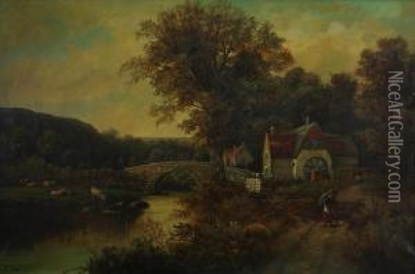 Watermill Oil Painting - Edward Train