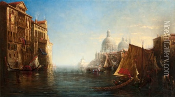 Morning On The Grand Canal, Venice Oil Painting - George Loring Brown