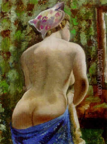 Nude From Behind Oil Painting - Emil Ganso