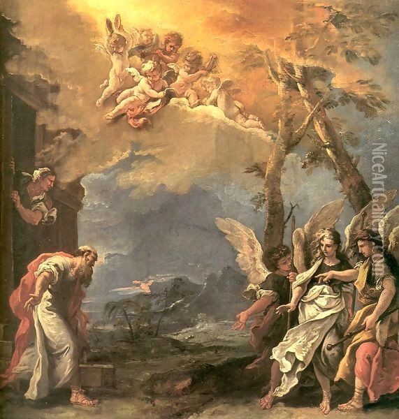 Abraham and Angels Oil Painting - Sebastiano Ricci