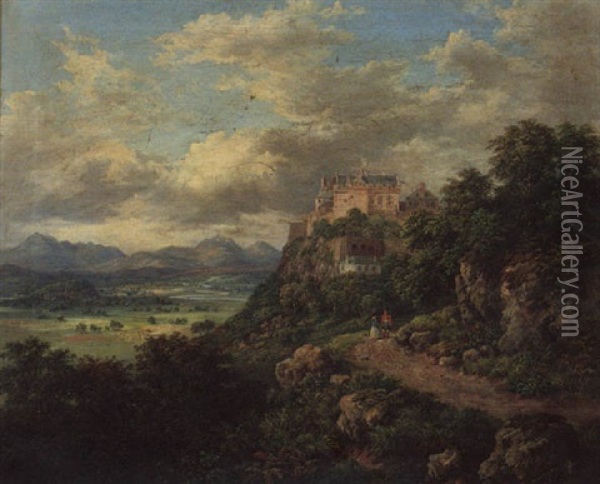 Stirling Castle With Craig Forth And Ben Ledi, Ben More And Ben Vorlich In The Distance Oil Painting - McNeil Robert McLeay