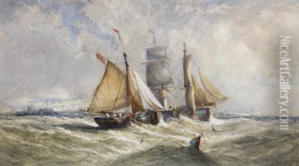 Off To The Fishing Grounds Oil Painting - William Calcott Knell